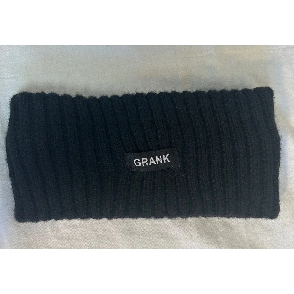 Grank Black Ribbed Knit Headband Ear Warmer Winter Gorpcore Goth Headband